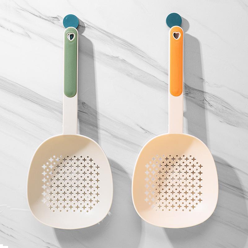 Большая ложка-дуршлаг из пищевого пластика для пельменей и лапши, длинная ручка, термостойкий кухонный дуршлаг