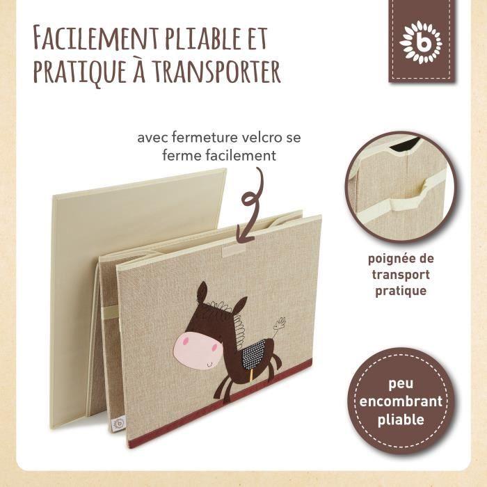 Bieco Boîte de rangement avec couvercle - Motif d'âne - Environ 65 l - 36 x 36 x 51 cm - Coffre à jouets pliable pour enfants