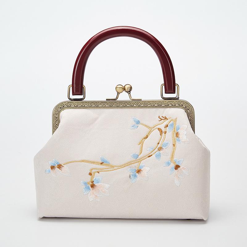 Johnature Cheongsam Антикварная сумка Ретро вышивка Женская сумка ручной работы с цветочным принтом Универсальные женские сумки на ремне
