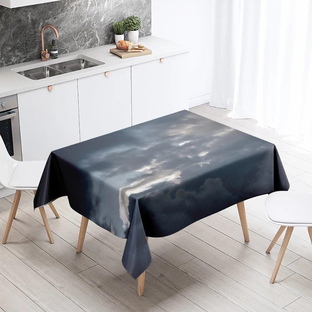 Starry Universe Tablecloth Cumulus Antifouling Waterproof Rectangular Kitchen Dining Table Home Decoration