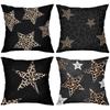 Leopard Star Pattern Black Cushion Covers Set Of 4 Polyester pillowcase, sofa decorative cushion cov Headboard Pillow