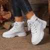 Новые женские ботинки Martens большого размера, универсальные и теплые хлопковые ботинки на высокой платформе, увеличивающие рост