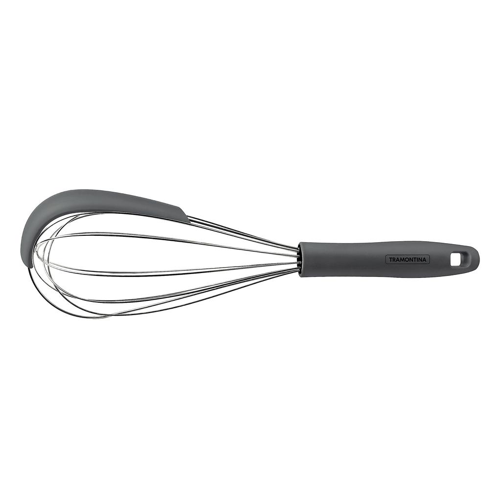 Tramontina Molde Whisk, 31cm, Gray, with Silicone Handle and Spatula, Heat-Resistant, Dishwasher-Safe, Made in Brazil, Product Code: 25819/160