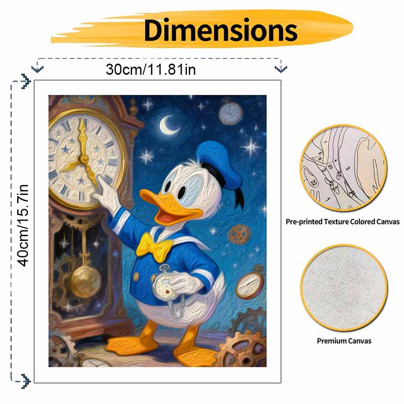 Disney Цифровой набор для рисования маслом Арт-набор Утенок Дональд Часы Звездная ночь Ручная раскраска Картина Домашний декор