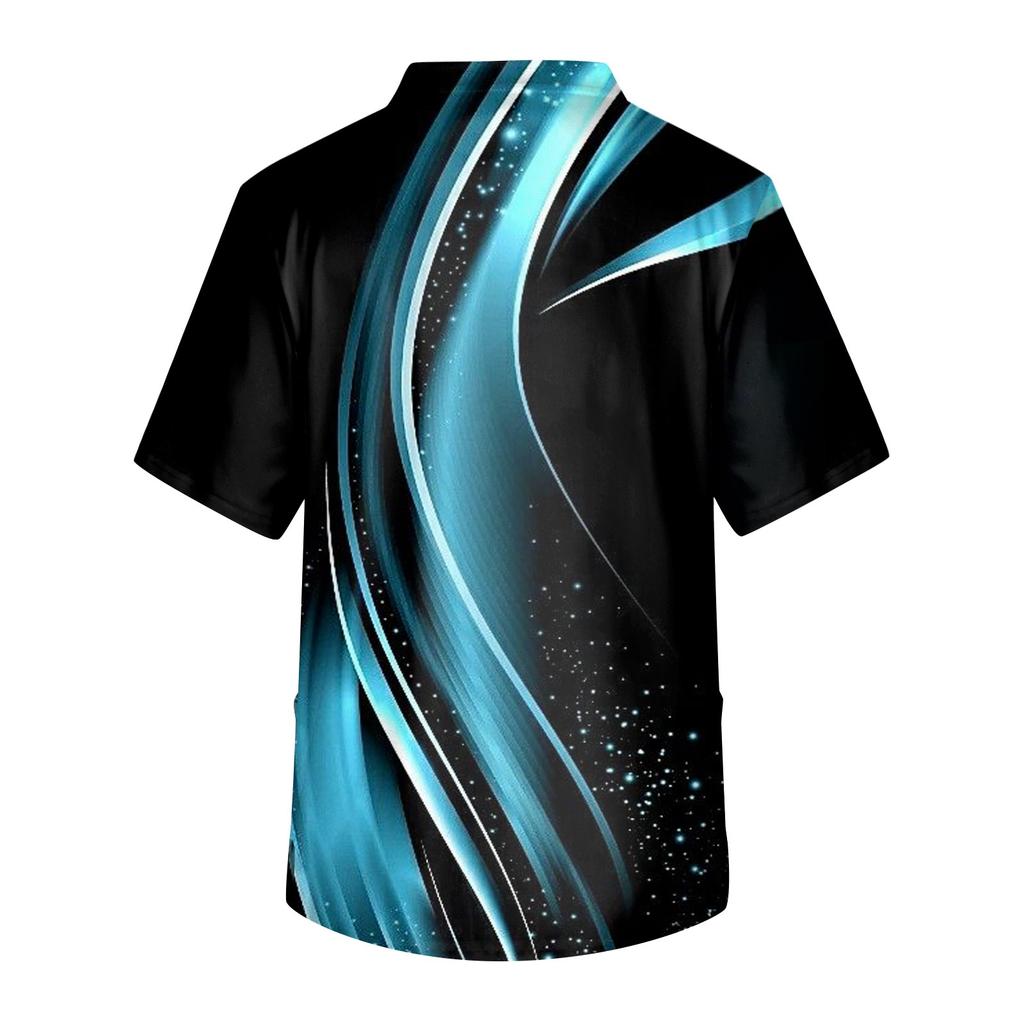 Men's Short Sleeve V Neck Print Chest Pocket Carer Top