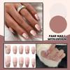 Women Press On Nails Medium Fake Nails With Designs Nude Stick On Acrylic Nails Glossy Full Cover False Nails