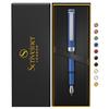 Scriveiner Luxury EDC перьевая ручка Nice Matte Blue Pocket Chrome Schmidt Лучший пишущий инструмент в подарок для мужчин Nice Office Designer Pen (Средняя точка),