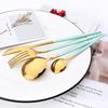 4pcs Gold Dinnerware Set Stainless Steel Tableware Set Knife Fork Spoon Flatware Set Dishwasher Safe Silverware Cutlery Set