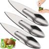 Stainless Steel Kiwi Blade Kiwifruit Cut Spoon Peeling Dig Spoon Serrated Blade For Shop Home Outdoor Fruit Cutting Spoon