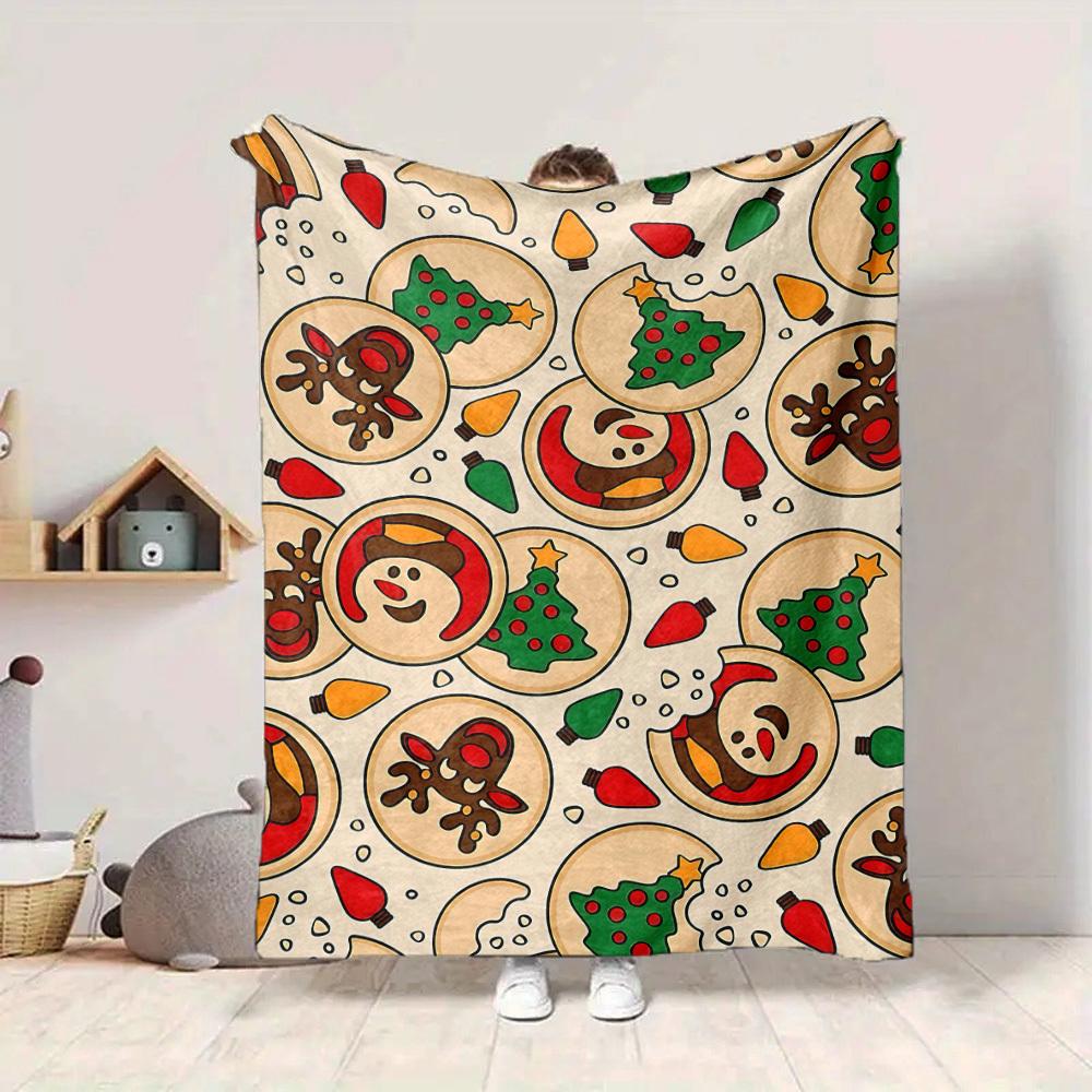 1pc Christmas Cookies Blanket Warm, Cozy, And Soft, Suitable for Sofas, Beds, Cars, And Office Use.Perfect for Camping And Travel, Making It a Great G