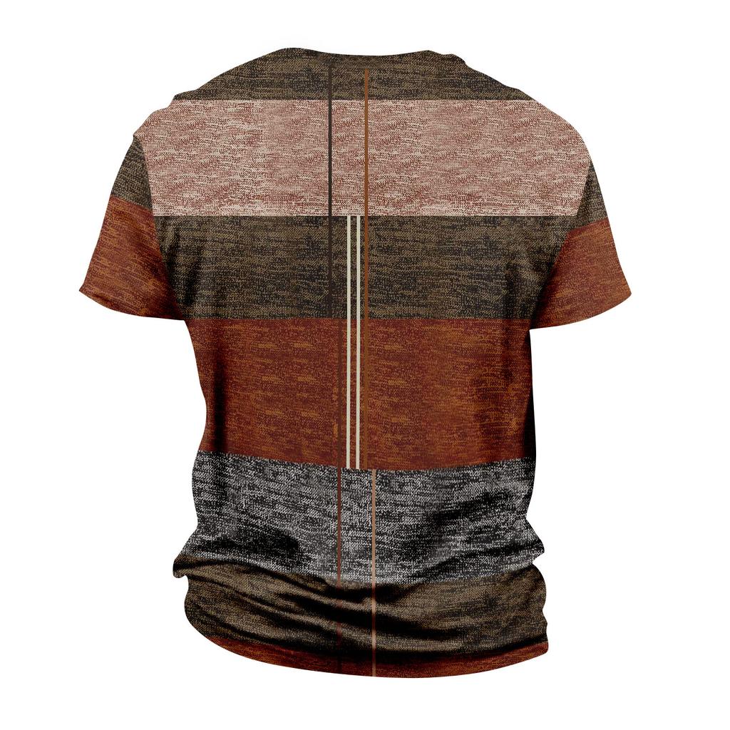 Модный полосатый принт - мужская повседневная футболка с круглым вырезом и короткими рукавами