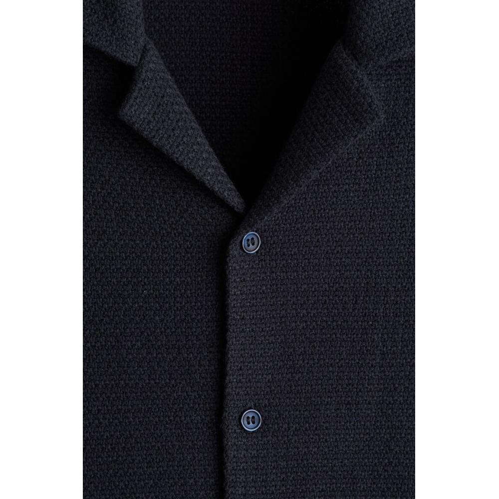 H M caMp sHirt Regular Fit Navy Blue