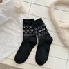 Mid-calf Socks for Autumn and Winter, Women's Bow-trimmed Warm Cloud Fleece Socks, Pile Socks