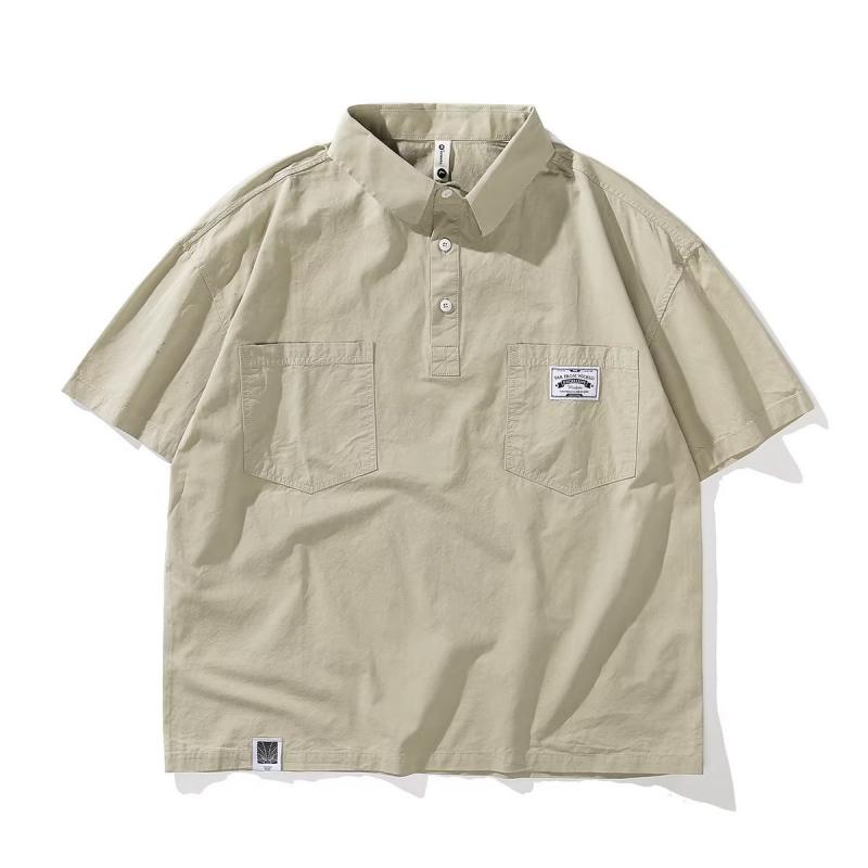 Short-sleeved Polo Shirt For Men In Spring And Summer Work Shirt Japanese Retro Lapel Half-sleeved Design T-shirt Handsome Shirt
