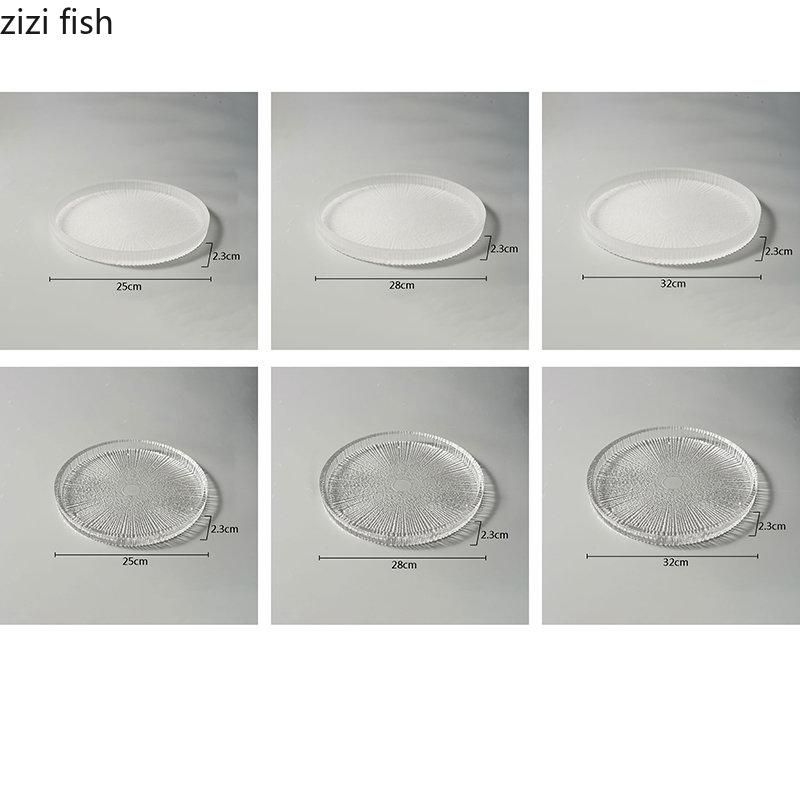 Transparent Glass Dinner Plate Restaurant Creative Flat Plate Dessert Plate Snack Plates Pasta Salad Plates Special Tableware