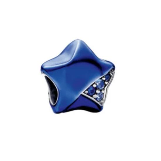 Новый Шарм-амулет с синими звездами S925, стерлинговое серебро, снежинка, подвеска из бисера, подходит для оригинального браслета, женские ювелирные изделия DIY, подарок