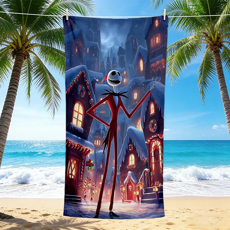 1Pc Nightmare Before Christmas Beach Towel, Quick Dry, Multi-Use for Beach Pool Gym Yoga Home Travel, Christmas, Halloween, Xmas Gift S541