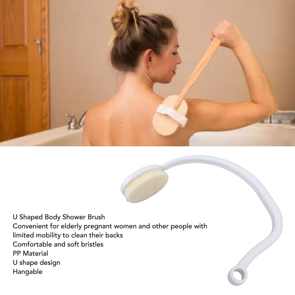 U-образная щетка для ванны, съемная длинная ручка, подвешиваемая, мочалка для тела U-образной формы для людей с ограниченной подвижностью рук, инвалидов