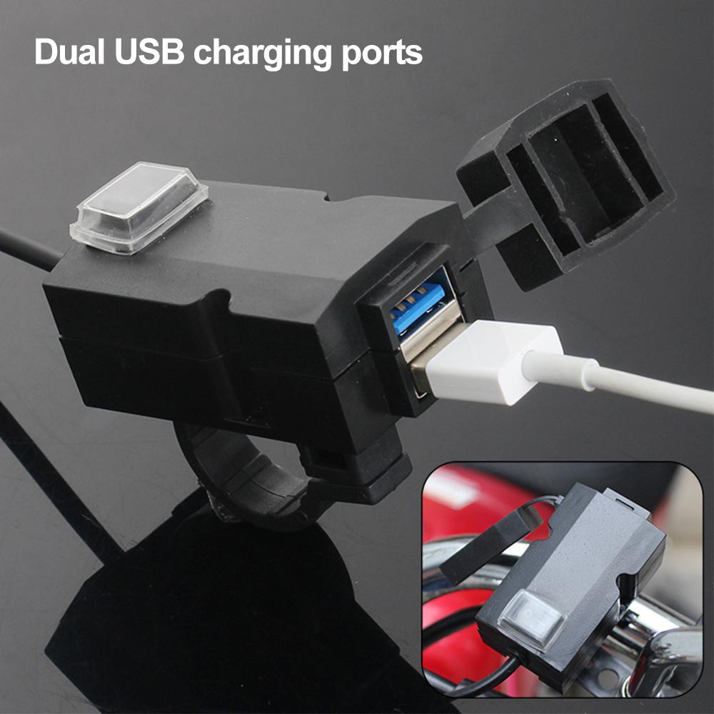 12 В-24 В USB-зарядное устройство для мотоцикла QC3.0/3.1A, двойной USB-порт, водонепроницаемый адаптер для зарядного устройства на руль мотоцикла с переключателем, аксессуары для мотоциклов