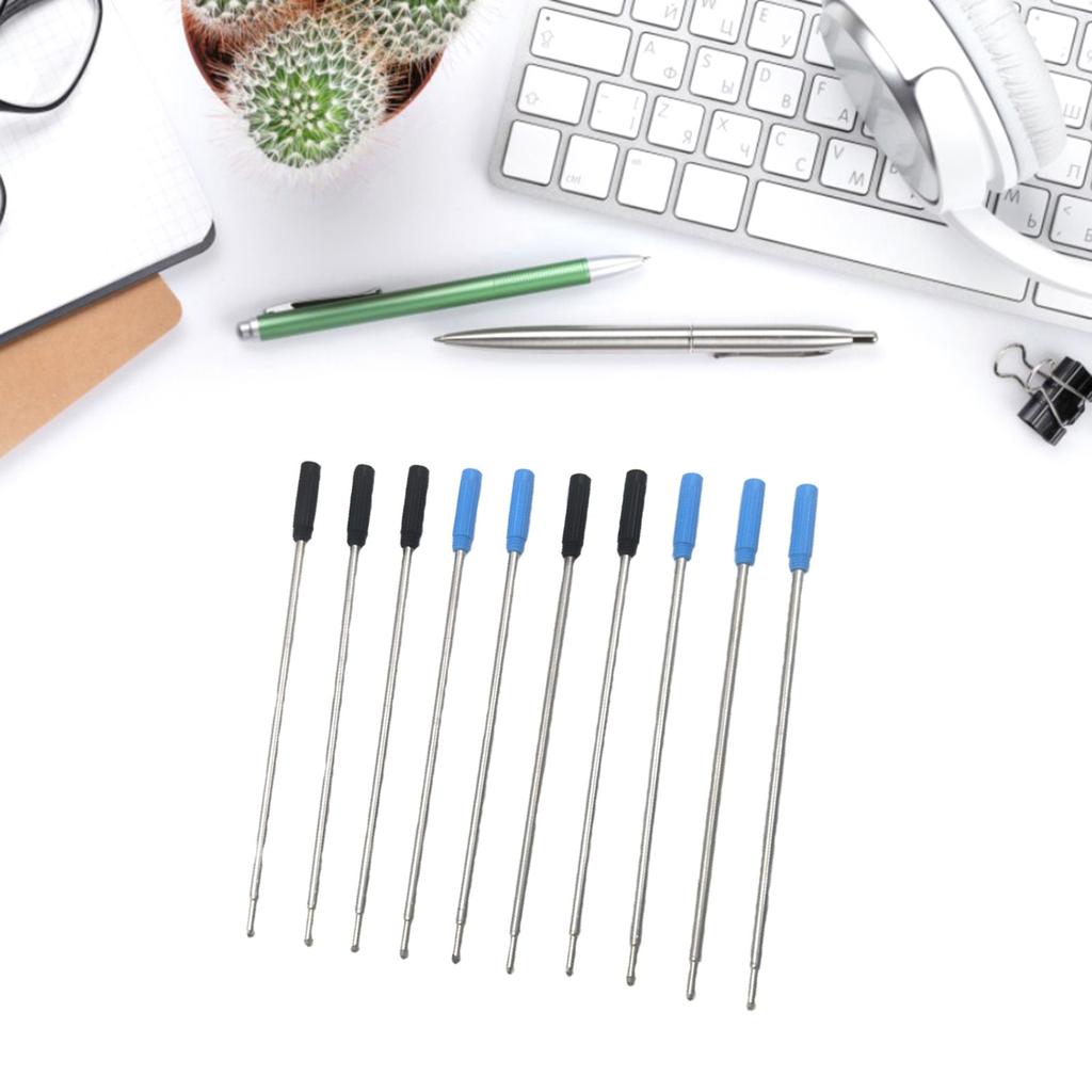 10PCS Premium Metal Pen Refills Blue Black Ink Refills 115mm Replacement Ballpoint Pen Refills 1mm Tip Pen Refill