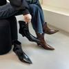 Pointed Short Boots Women's New Boots 2025 Autumn and Winter New European Beautiful Women's Boots High Heel Short Boots Wedge Heel Thin Boots