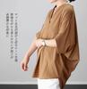 Japanese summer new spring and autumn V-neck pullover loose and thin solid color shirt top women's shirt