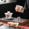 White porcelain travel tea set ceramic one pot three cups express cup portable business venue printing company commemoration