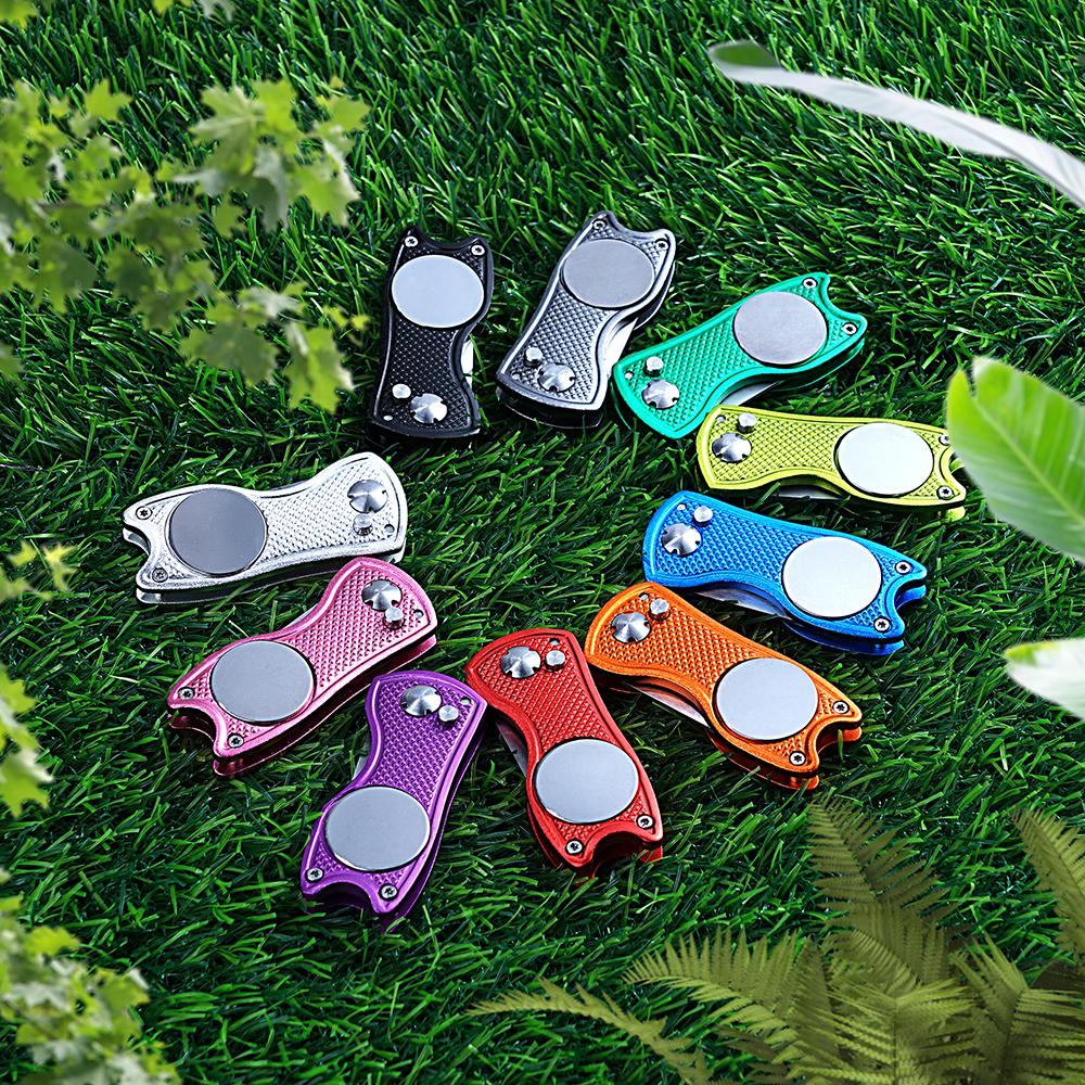 Металлический складной инструмент для ремонта дерна для гольфа с маркером для гольф-мяча