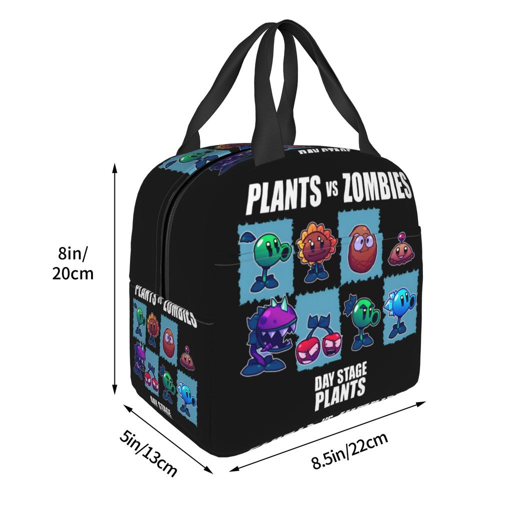 Custom Plants Gaming Zombies Insulated Lunch Bag for Waterproof Video Game Thermal Cooler Lunch Tote Office Picnic Travel