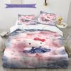 Постельное белье с розовым узором Hello Kitty, Комплект с одеялом, Пододеяльник, Наволочка, Домашний подарок на день рождения(1 пододеяльник + 2 наволочки, без наполнителя)