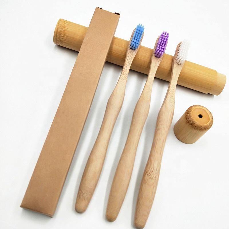 2019 Private Label Bamboo Round Handle Soft Charcoal Bristle Toothbrush for Kids