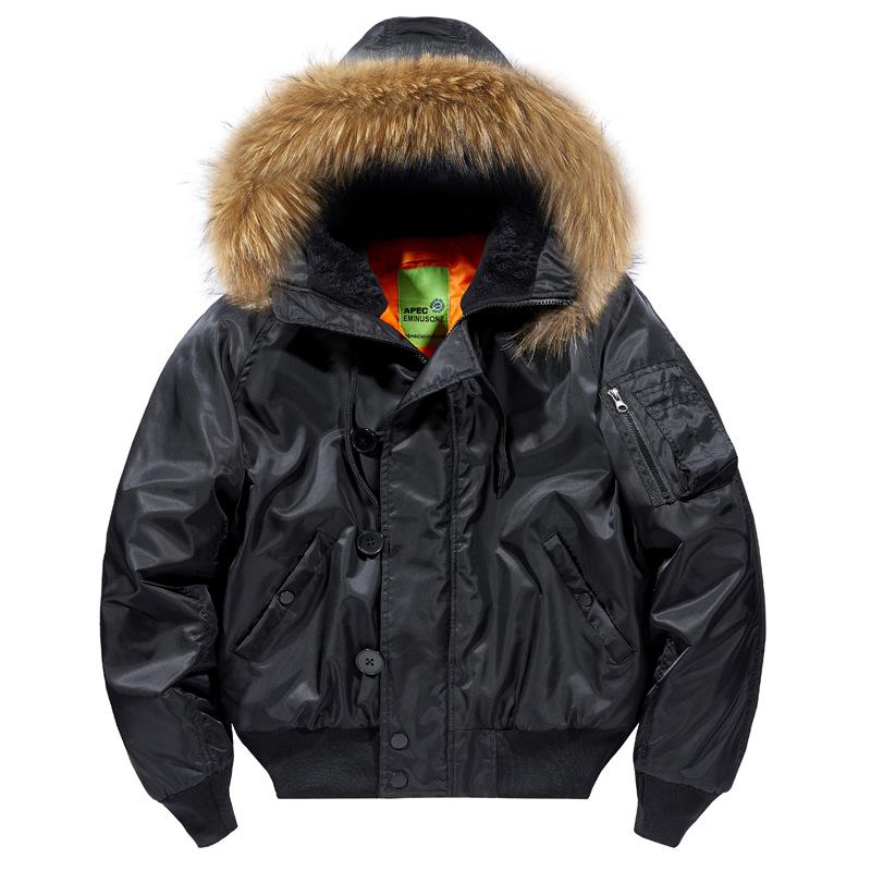 New Men MA1 Bomber Jackets Winter Cotton Padded Coats Fur Hooded Windbreaker Parka Male Outerwear