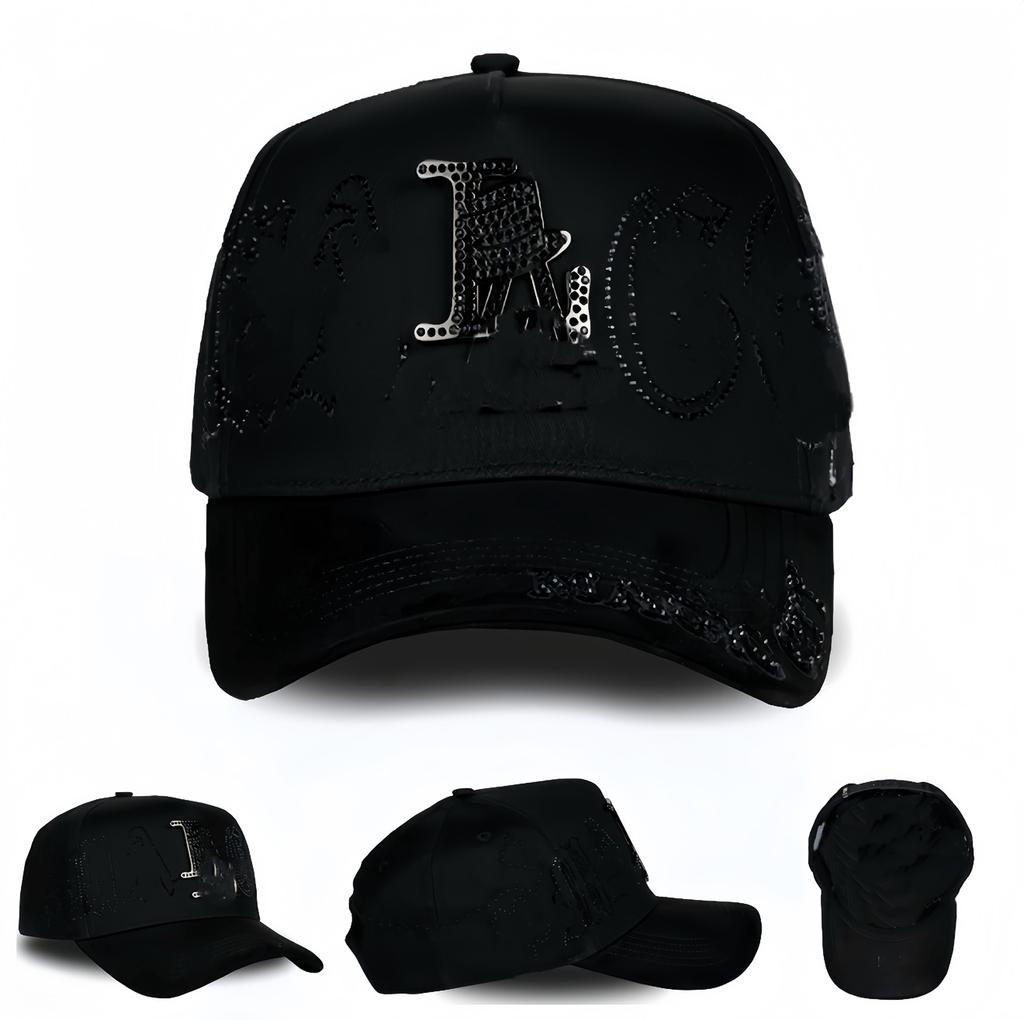 High Quality 5-Panel Curved Brim Baseball Cap with Rhinestone Embellishments Terry Fabric Dobby Style-Sporty Unisex Adult Hat