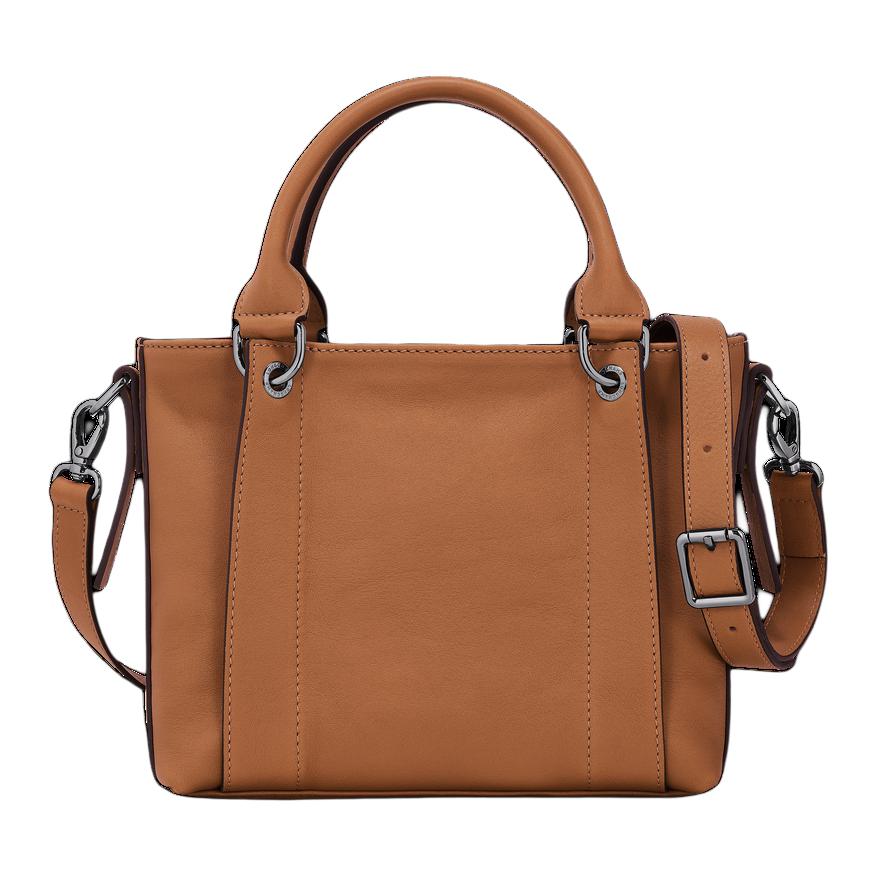 Longchamp 3D Logo Patch Zipper Closure Small Calfskin Shoulder Crossbody Tote Bag Women handbags Camel-Brown 10197HCV016