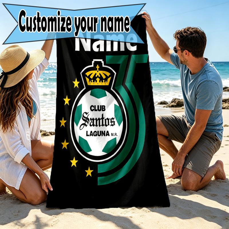 Custom Name Personalized Club Santos Laguna Print Beach Towel, for Trip Camping Beach Party Home Decor, Birthday Gift for Family & Friends