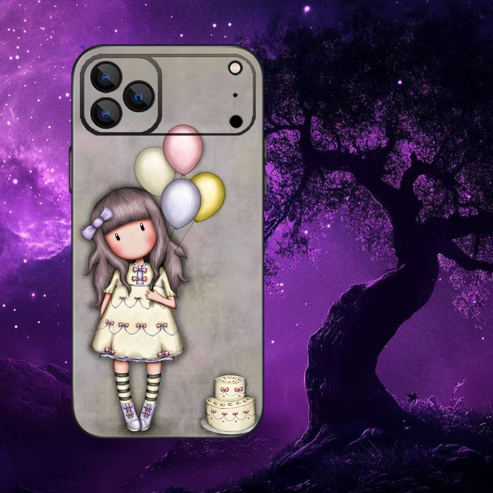 S-Santoro G-Gorjuss Чехол для телефона для iPhone 17,16,15,14,13,12,Pro,Max,Plus,E,SE4,Air,Mini Черный Мягкий Коробка