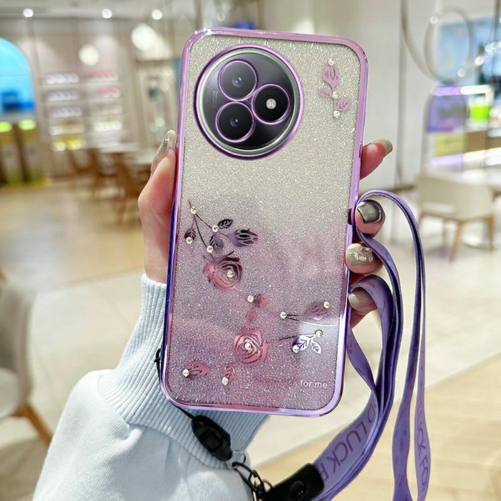For Xiaomi Redmi K80 Ultra 5G Case Flower Pattern TPU Gradient Phone Cover with Lanyards