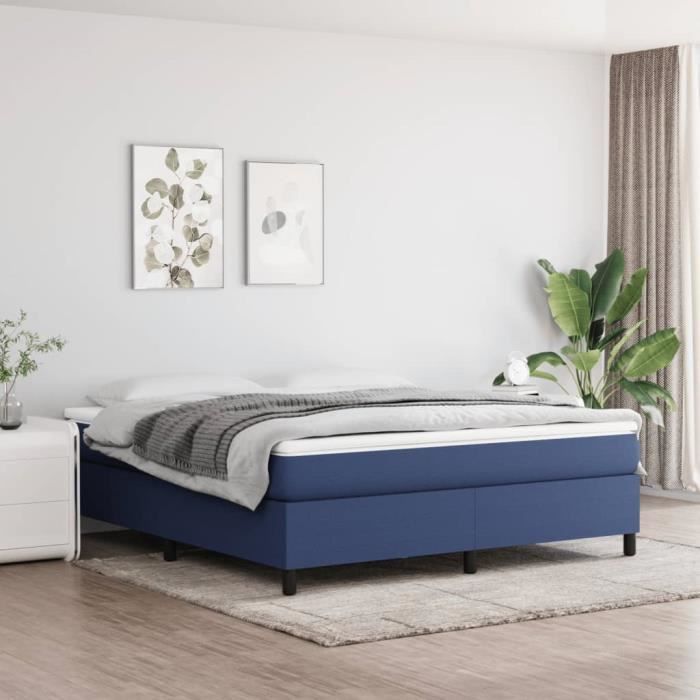 VidaXL Lit à sommier tapissier avec matelas Bleu 180x200 cm Tissu - Modèle 3144445