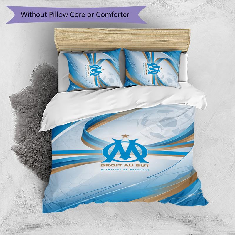Olympique Lyonnais FC Printed 3PCS Bedding Set Breathable Duvet Cover with Pillowcases Decorative Bed Linen for Bedroom Home