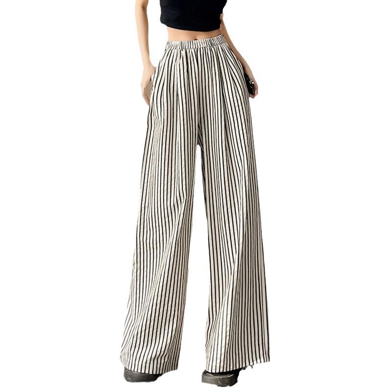 Loose Casual Printed Stripe Wide Leg Pants Cross Border Women's Summer Pants Women Draped Pant