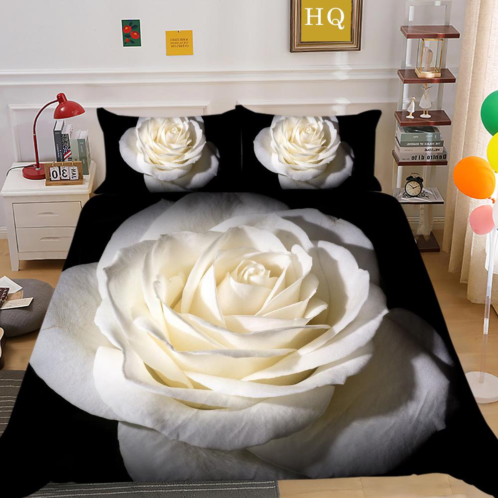 Комплект постельного белья из микрофибры с 3D принтом цветов, пододеяльник королевского размера, комплект постельного белья высокого качества для девочек, декор для спальни