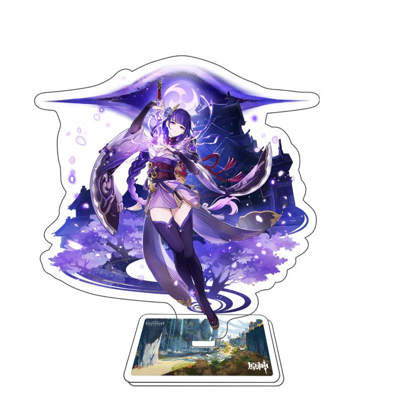 Игра Genshin Impact Стенд для фигурки Модель Игрушка 15 см Кэцин Шэнь Хэ Аратаки Итто Акриловая пластина с фигуркой Настольное украшение Подарок