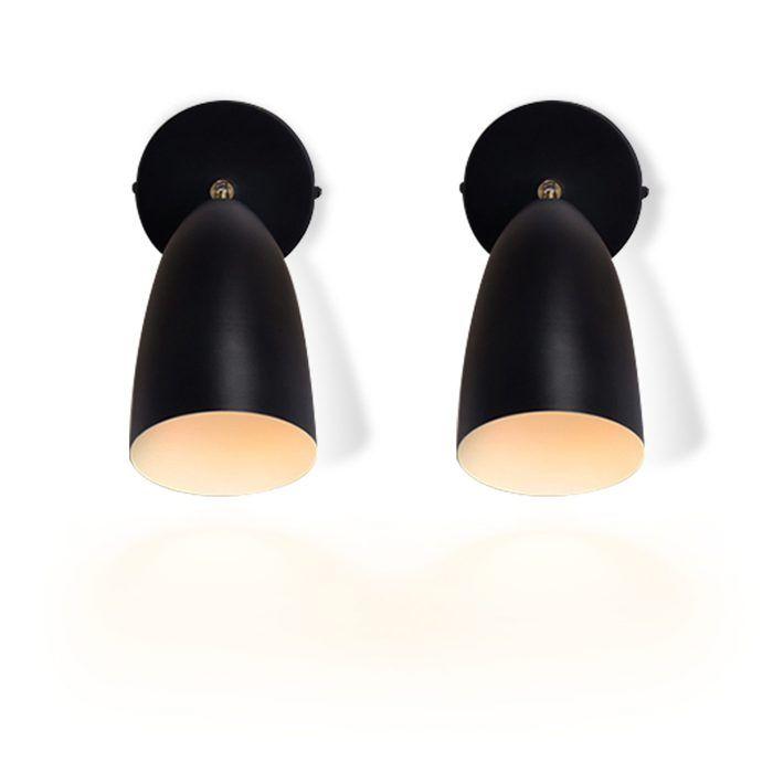 Applique murale d'intérieur - NETTLIFE - Lot de 2 - Noir - Métal - Spot GU10 orientable