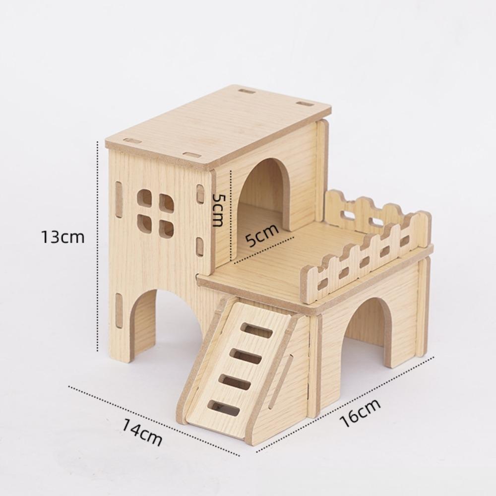 Durable Hamster House Natural Wooden Small Pets Hideaway New Hamster Hide Villa  for Chinchilla