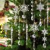 10pcs Crystal Christmas Ornaments for Tree Decorations-Hanging Acrylic Snowflake Icicle Ornaments with Drop Pendants for Winter Wonderland Chandelier