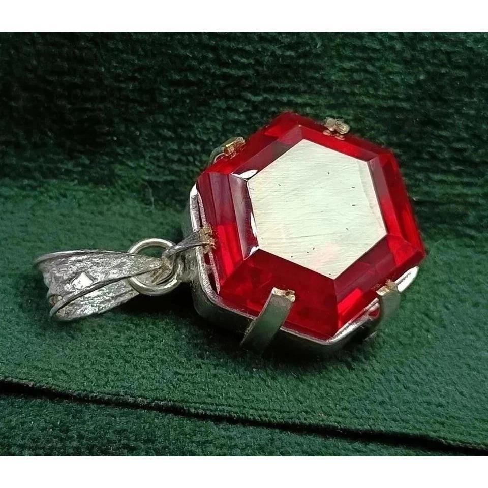 Natural Red Garnet 925 Sterling Silver 25 Ct Fancy Shape Pendant