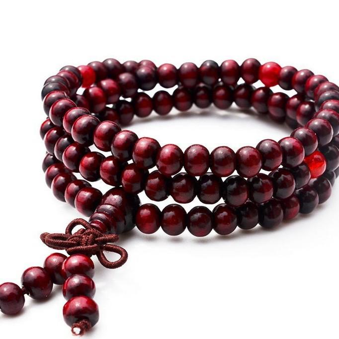 Браслет из 108 бусин сандалового дерева - Модный дизайн в три ряда для женщин