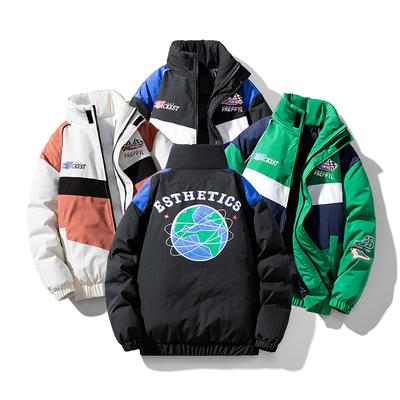 Американский мотоцикл Хлопковая мужская осенне-зимняя теплая трендовая хлопковая куртка для влюбленных Зимнее ретро теплое пальто