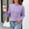 Women's Fashion Casual Half-Turtleneck Solid Color Loose Pullover Long-sleeved Knitted Sweater