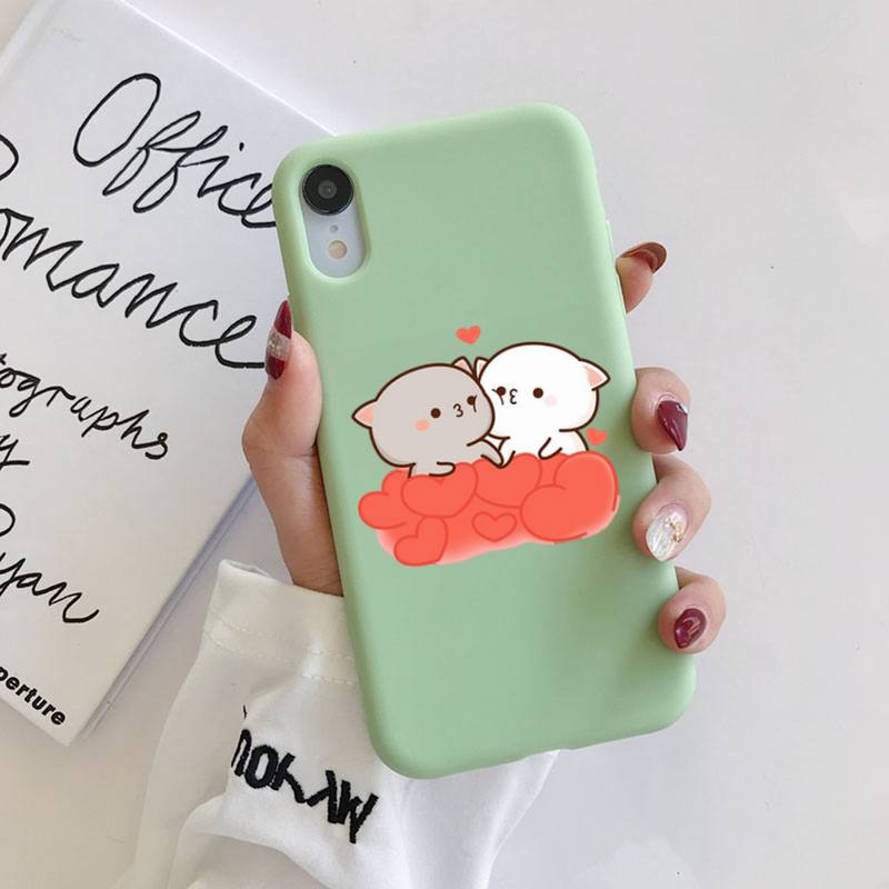 FHNBLJ Mochi Peach Goma Cat Чехол для телефона Мягкий однотонный чехол для iPhone 11 12 13 mini pro XS MAX 8 7 6 6S Plus X XR